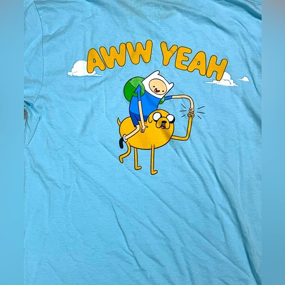 Adventure Time x Cartoon Network Finn & Jake “Aww Yeah” Small Blue T-Shirt -BNWT - Picture 4 of 4